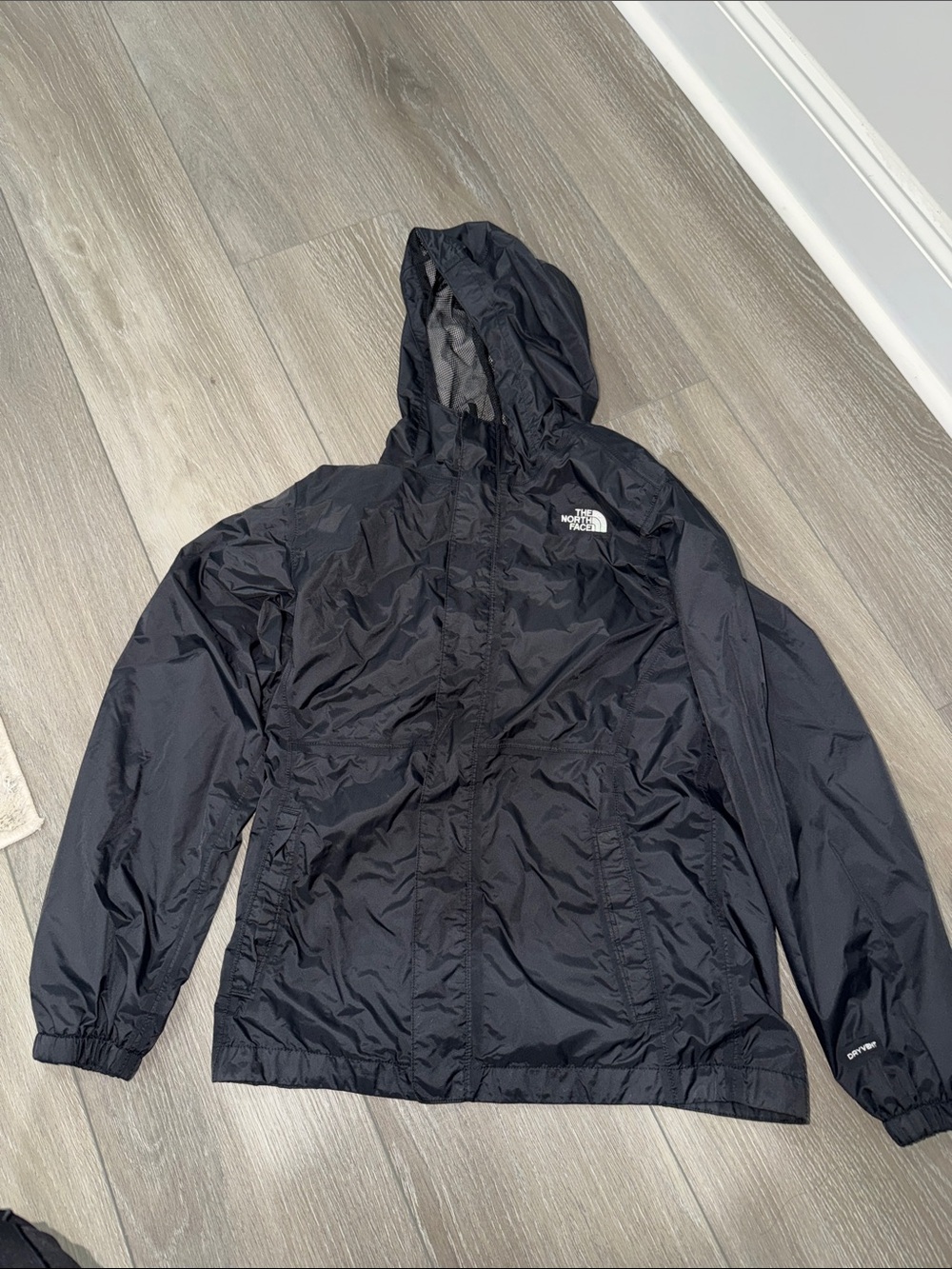 The North Face Black Hooded girls Raincoat